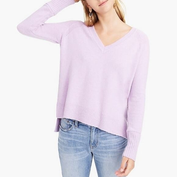 J. Crew Sweaters - J Crew V Neck Long Sleeve Merino Wool Blend Lilac Purple Sweater Size S